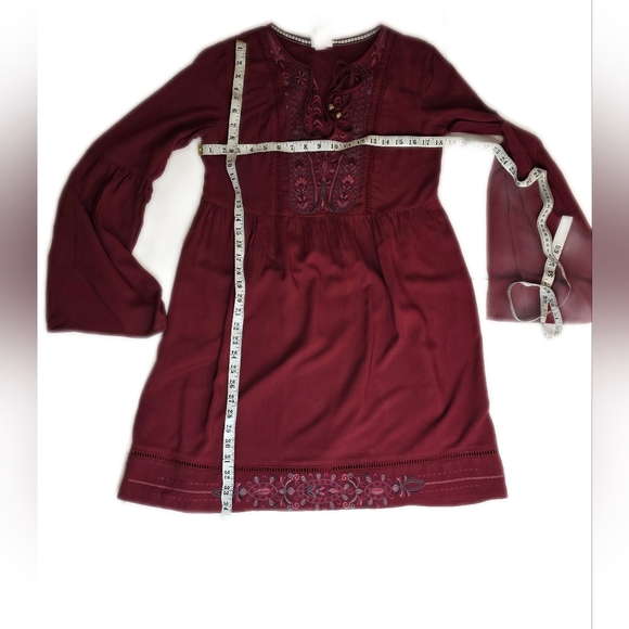 Knox Rose Boho Embroidered Red Smock Top. XS Rayon - Picture 8 of 13